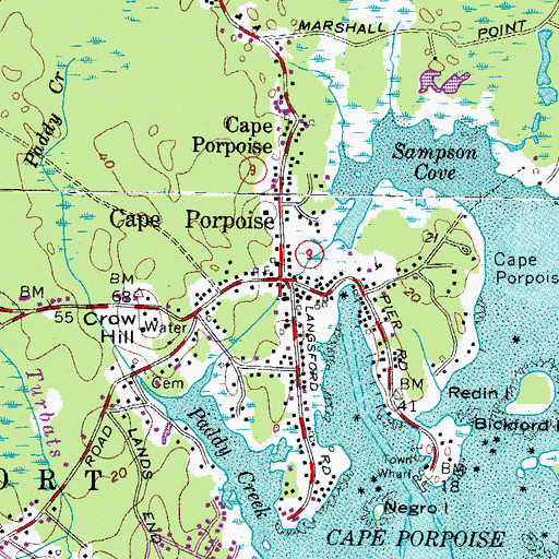 Topographic Map of Cape Porpoise Post Office, ME