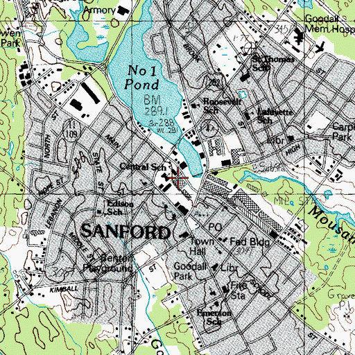 Topographic Map of Central School, ME