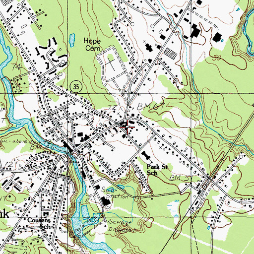Topographic Map of Christ Church, ME