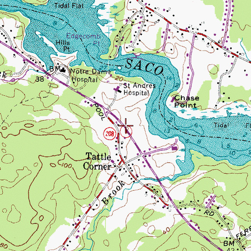 Topographic Map of Church of Christ, ME