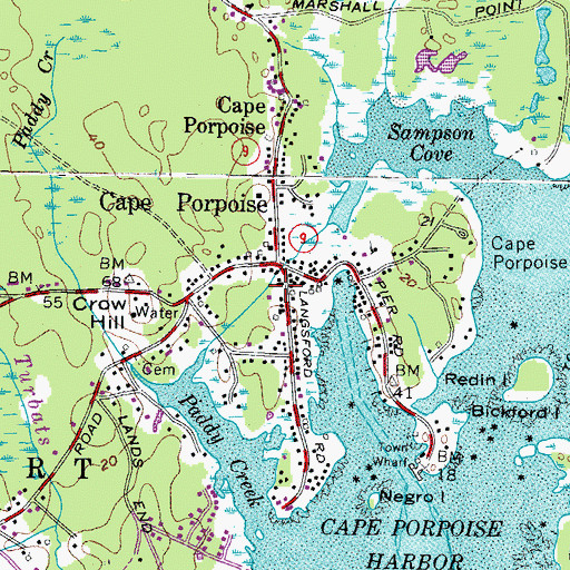 Topographic Map of Church on the Cape Methodist Church, ME