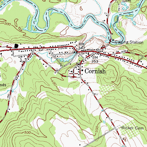 Topographic Map of Cornish Elementary School, ME