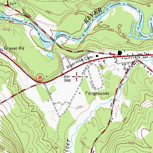 Topographic Map of Cornish Post Office, ME