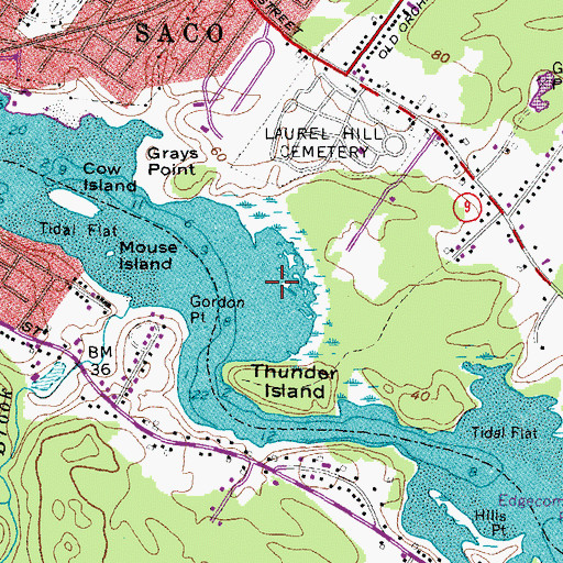 Topographic Map of Cow Island Ledge, ME