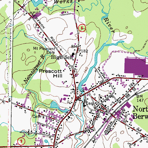Topographic Map of D A Hurd Library, ME
