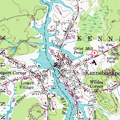 Topographic Map of Dock Square, ME