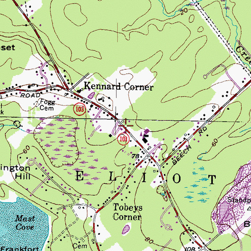 Topographic Map of Eliot Fire Department, ME