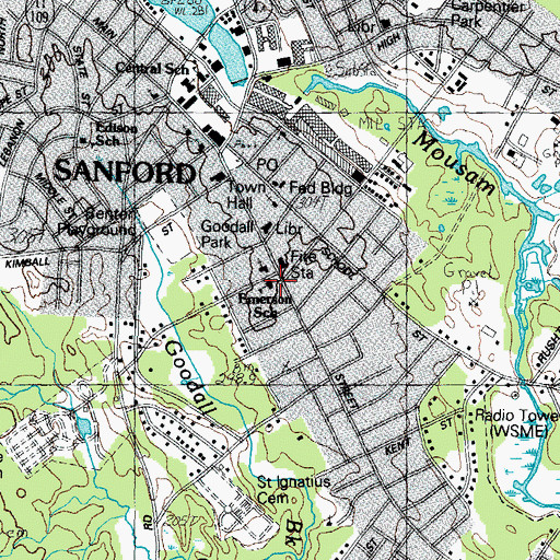 Topographic Map of Emerson School, ME
