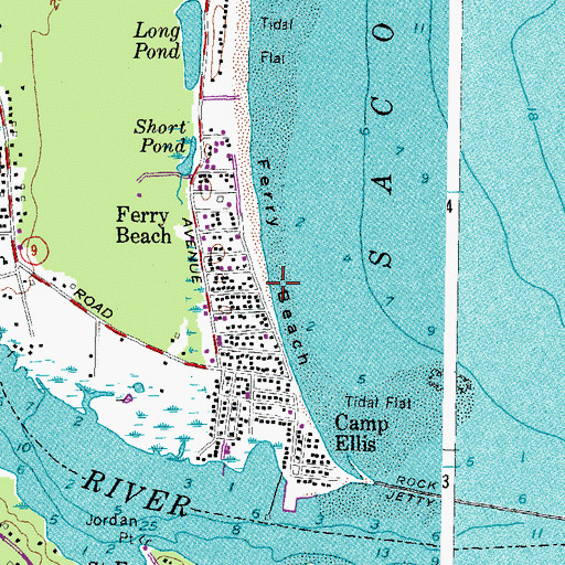 Topographic Map of Ferry Beach, ME