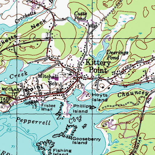 Topographic Map of First Baptist Church, ME