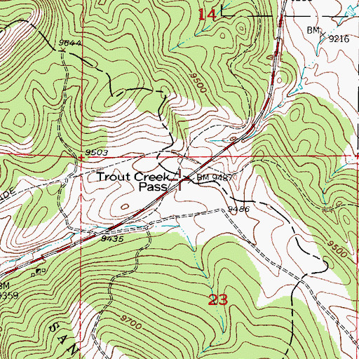 Topographic Map of Trout Creek Pass, CO