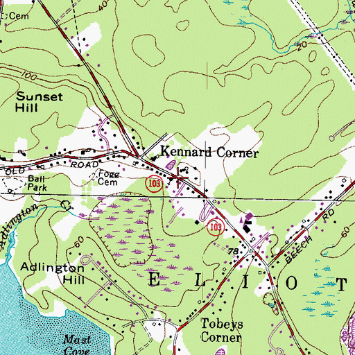 Topographic Map of First Congregational Church, ME