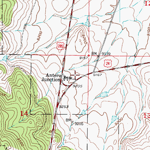 Topographic Map of Antero Junction, CO