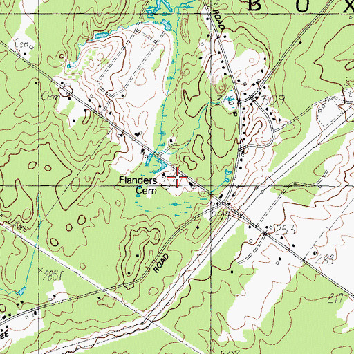 Topographic Map of Flanders Cemetery, ME