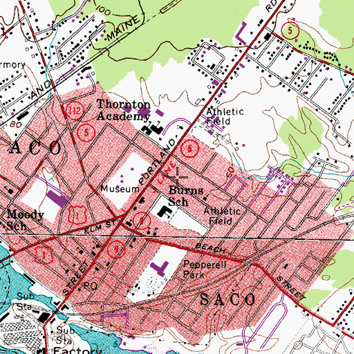 Topographic Map of Florence Lombard Seventh Day Adventist School, ME