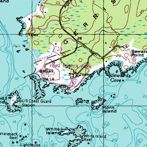 Topographic Map of Fort Foster (historical), ME