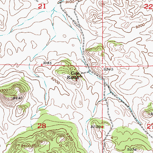 Topographic Map of Cole Ranch, CO