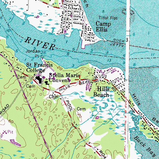 Topographic Map of Frederick Hall, ME