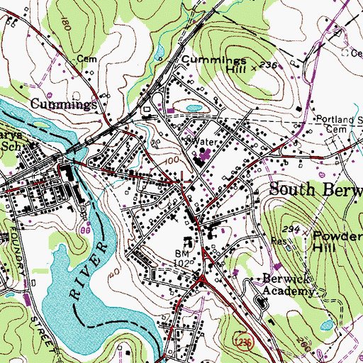 Topographic Map of Free Baptist Church, ME