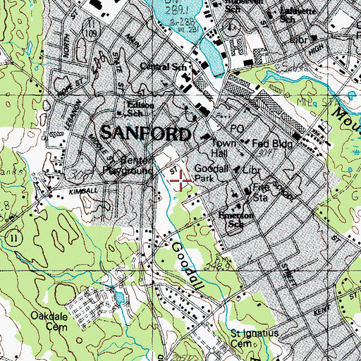 Topographic Map of Goodall Park, ME