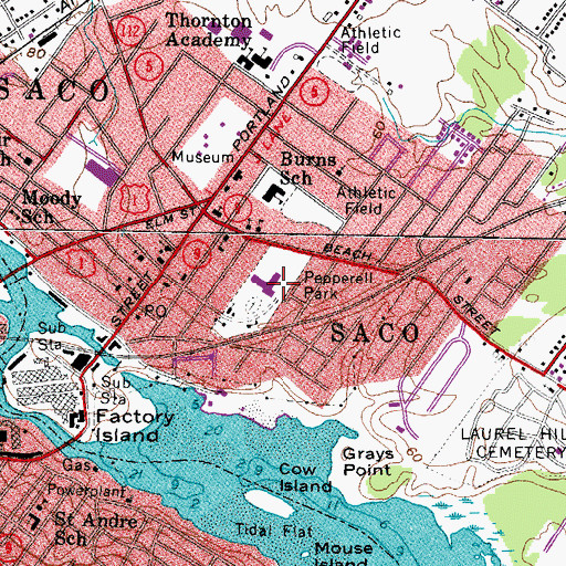 Topographic Map of Governor John Fairfield School, ME