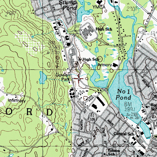 Topographic Map of Gowen Park, ME