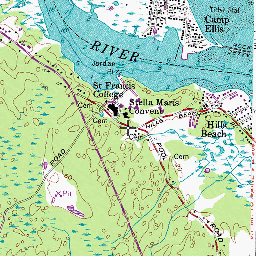 Topographic Map of Gregory Annex, ME