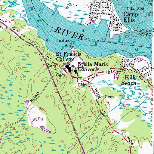 Topographic Map of Gregory Hall, ME
