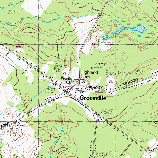 Topographic Map of Highland Cemetery, ME