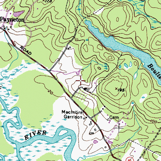 Topographic Map of Highland Farm Golf Club, ME