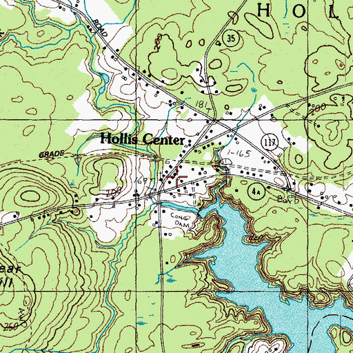 Topographic Map of Hollis Center Baptist Church, ME