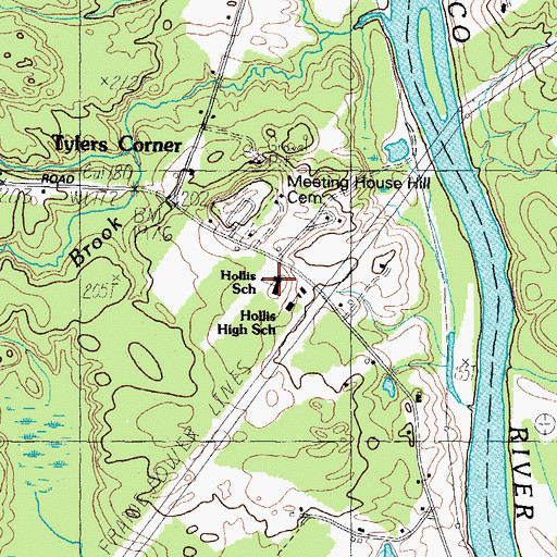Topographic Map of Hollis School, ME