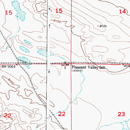 Topographic Map of Pleasant Valley School, CO