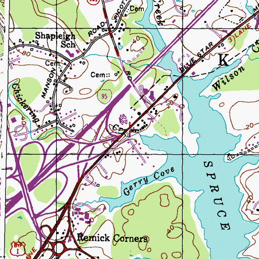 Topographic Map of Interchange 3, ME