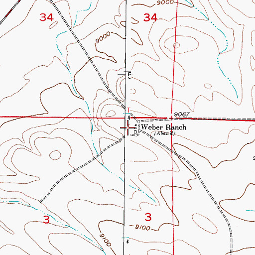 Topographic Map of Weber Ranch, CO