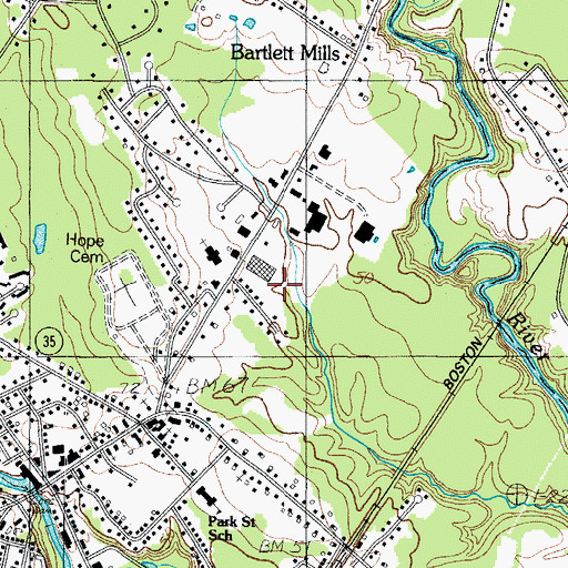 Topographic Map of Kennebunk Post Office, ME