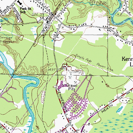 Topographic Map of Kennebunk Recycling Center, ME