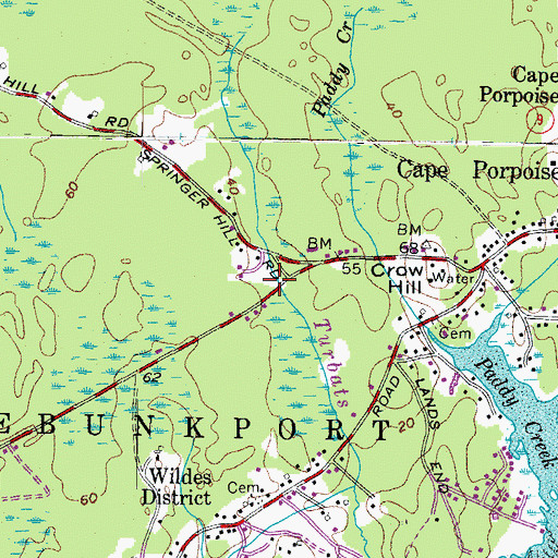 Topographic Map of Kennebunkport Camping Area, ME