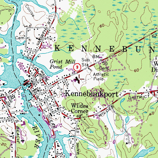 Topographic Map of Kennebunkport Consolidated School, ME