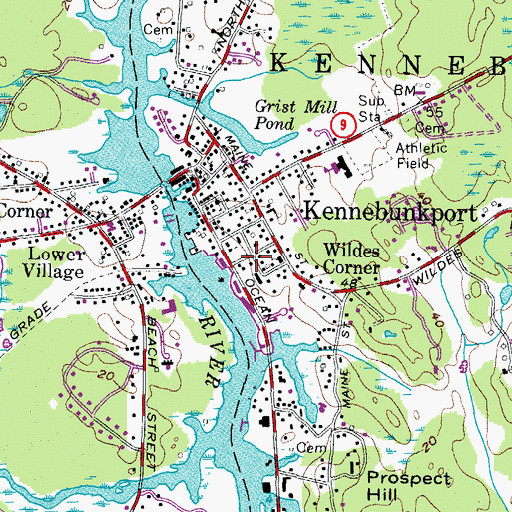 Topographic Map of Kennebunkport Village Green, ME