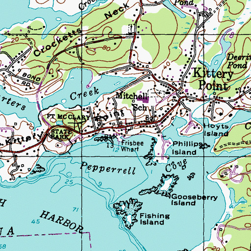 Topographic Map of Kittery Point Post Office, ME
