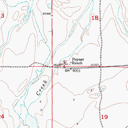 Topographic Map of Poyner Ranch, CO