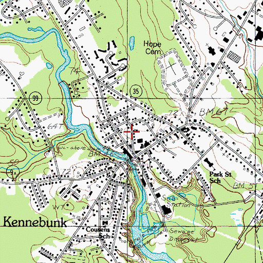Topographic Map of Lafayette Park, ME