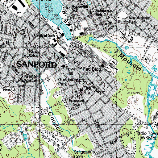 Topographic Map of Louis B Goodall Memorial Library, ME