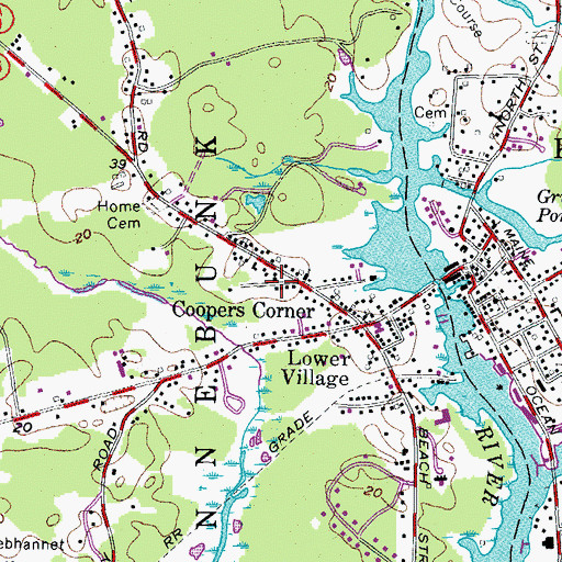 Topographic Map of Lower Village Park, ME