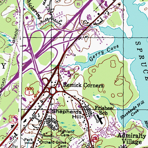 Topographic Map of Maine Gate Factory Store Shopping Center, ME