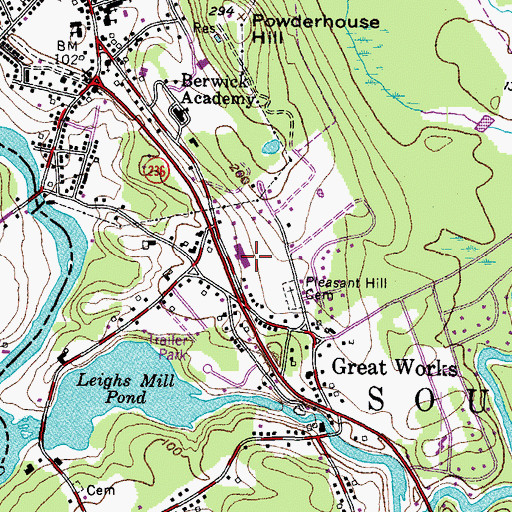 Topographic Map of Marshwood Middle School, ME