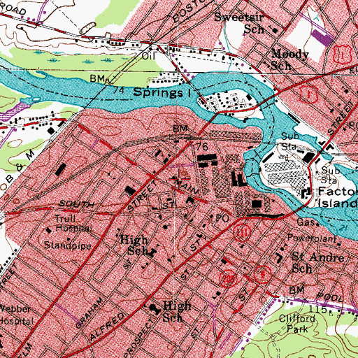 Topographic Map of McArthur Public Library, ME