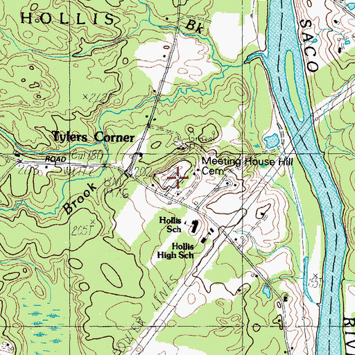 Topographic Map of Meeting House Hill Cemetery, ME