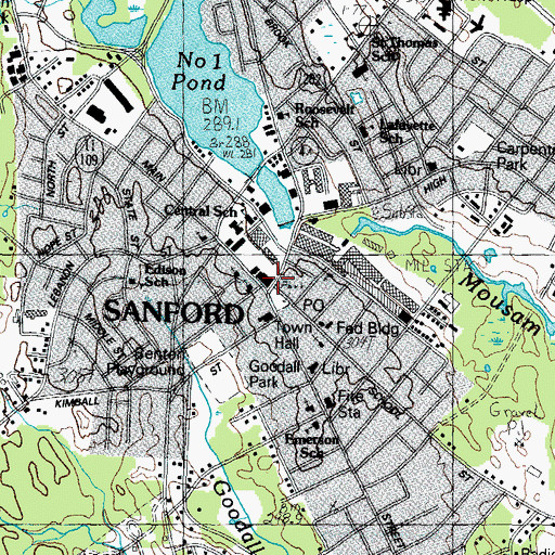 Topographic Map of Mid-Town Mall Shopping Center, ME